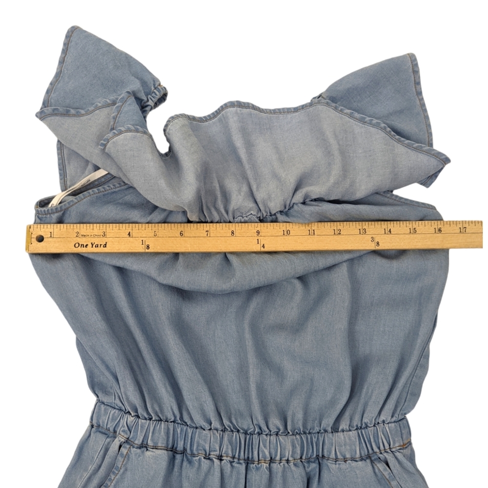 Splendid Chambray Romper Jumpsuit Womens XS Blue Tencel Off The Shoulder - Picture 10 of 15